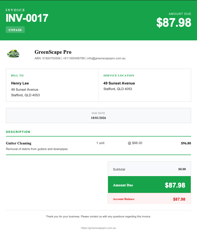 YardPilot Invoice - Professional branded invoices with online payment